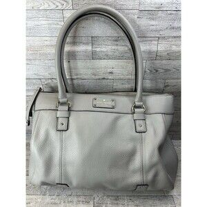 KATE SPADE Teegan Berkshire Road Pebbled Leather Shoulder Bag Purse Light Gray